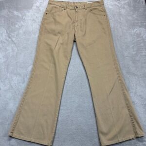Vintage Farah Pants Men's 34x30 Tan Flared Leg Stretch Casual 70s Made in USA